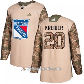 Män Ishockey New York Rangers Tröja Chris Kreider 20 Adidas 2017-2018 Camo Veterans Day Practice Authentic